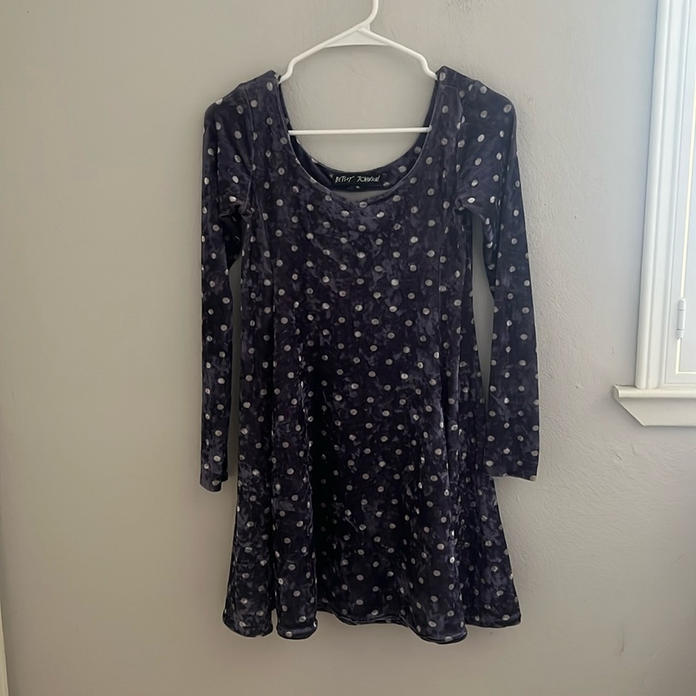 Vintage 90s Betsey Johnson Crushed Velvet Baby Doll Mini Dress size small